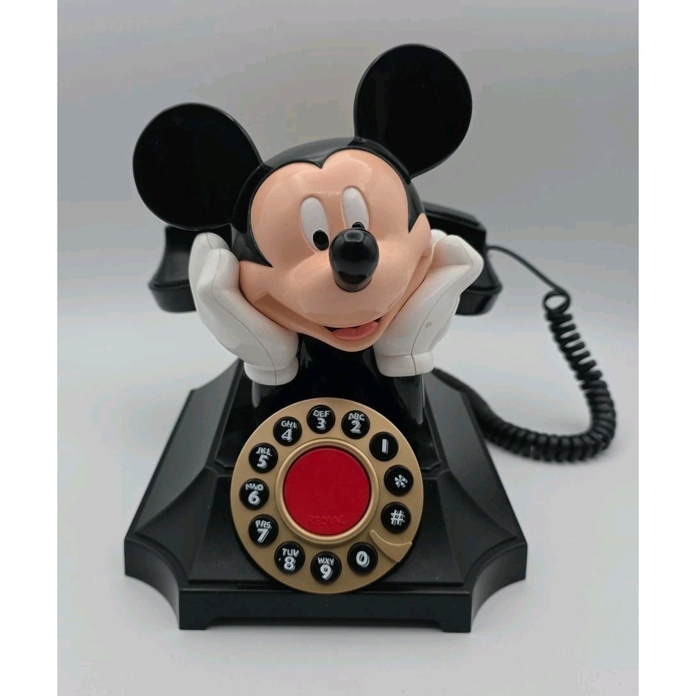 Vintage Disney Mickey Mouse Desk Phone Push Button Rotary Redial Segan Telemania